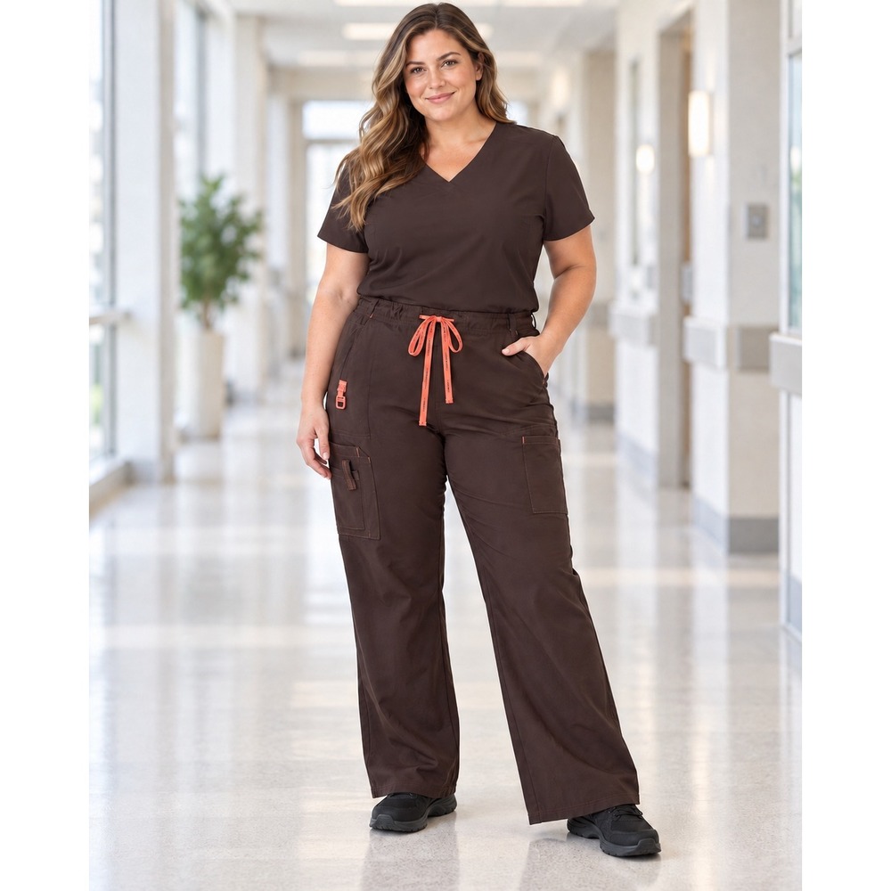 Carhartt Women's 2X Regular Brown Force Cross-Flex Cargo Scrub Pants